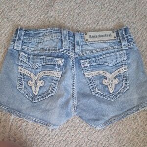 Rock Revival Light Blue Distressed Denim Jean Shorts